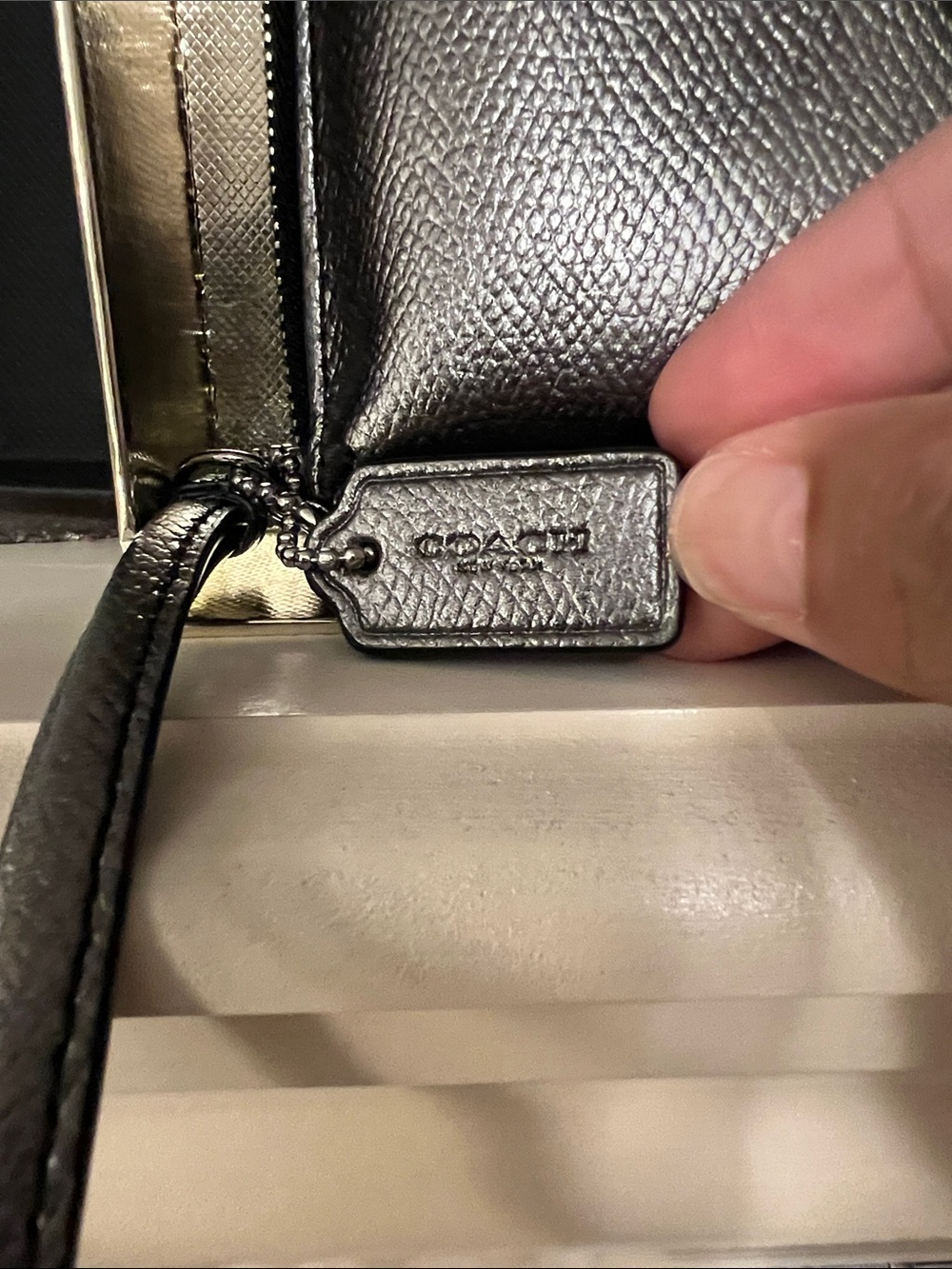 Coach NIB Metallic Gunmetal Zip Wristlet Wallet - Picture 2 of 11